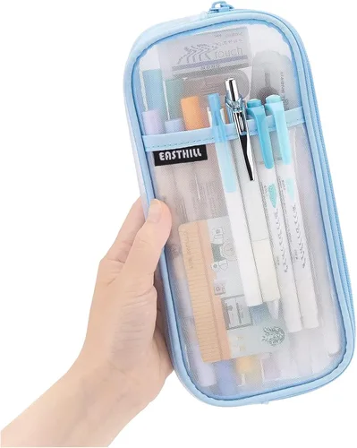 Vista 13 de EASTHILL - Estuche para lápices de malla con cremallera. Transparente para uso como bolsa de maquillaje, de cosméticos o multiusos, para la escuela