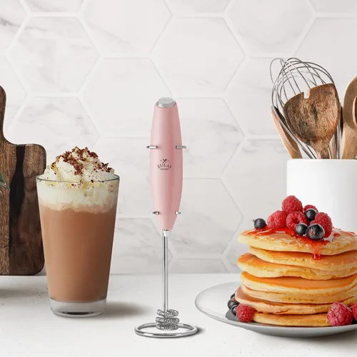 Vista 579 de Zulay Milk Boss Espumador de leche potente manual, hace espuma para latte, batidor para mezclar bebidas, café, miniespumador para capuchino, frappé