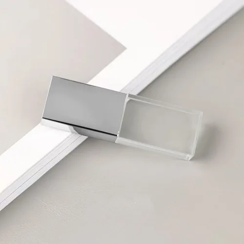 Vista 3 de Nuevo rectángulo transparente cristalino USB Flash Drive Regalo de boda Pen Drive, plata