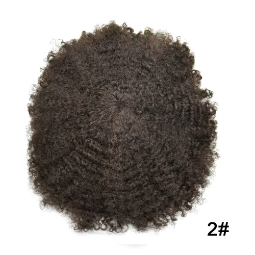 Vista 7 de Toupee - Unidad de cabello rizado afro para hombres negros, centro de encaje transpirable, cabello humano natural, inyección de mano afroamericana