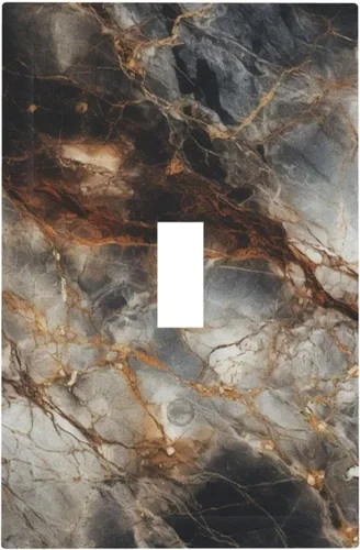 Vista 106 de Cubiertas de salida de impresión de líneas doradas de granito de mármol marrón, 1 palanca y 1 combinación basculante, placa decorativa de pared