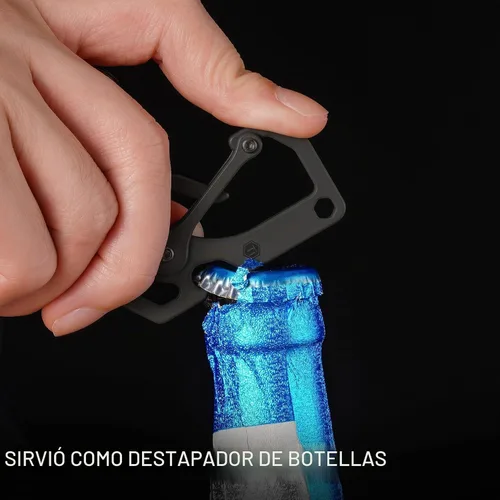 Vista 5 de KeyUnity Herramienta de llavero de mosquetón de titanio, 3 funciones en 1 multiherramienta para transporte diario (KU06BK) Llavero EDC 3 en 1