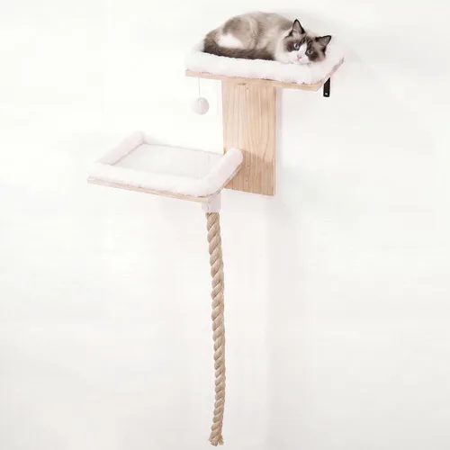 Vista 8 de Cat Wall Shelves Set with 2 Washable Beds & 4.92FT Scratching Post