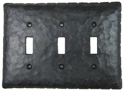 Vista 2 de Rustic Rancho - Placa de interruptor de palanca triple de hierro forjado EPH431 (bronce)