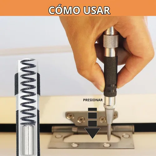 Vista 6 de Punzón central automático de 2 piezas, perforador central con resorte de 5 pulgadas con herramienta de perforación ajustable para metal, madera