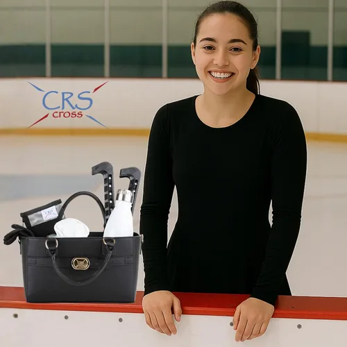 Vista 3 de CRS Cross Rink Side Tote. Ice Skating Accessory Bag-Figure Skating, Roller, Inline Skaters, Dance, Cheer.Organizes Guards Water Bottle Phone