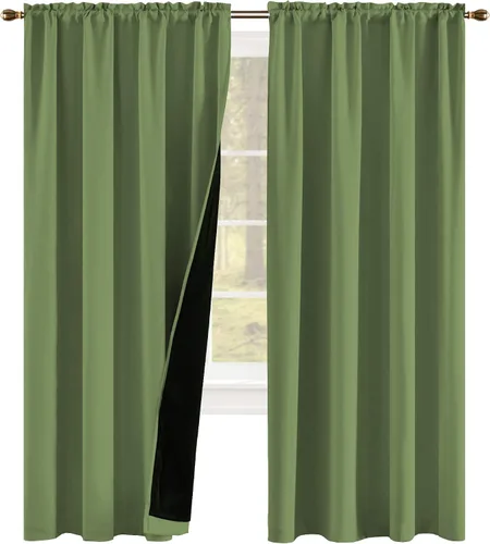 Vista 35 de KEQIAOSUOCAI Aqua - 100 cortinas opacas con forro negro para dormitorio, paneles de cortina totalmente opacas para sala de estar, cortinas aislantes