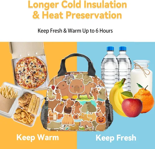 Vista 6 de Lonchera para niños – Bolsas de almuerzo con aislamiento medio con correa para el hombro – Bonita lonchera para niños y niñas – Bolsa de almuerzo