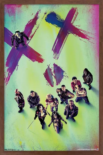 Vista 10 de Trends International - Póster de película de DC Comics - Escuadrón Suicida - Teaser, 14.725 x 22.375 in, versión enmarcada de Barnwood Versión