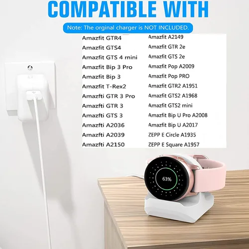 Vista 2 de Soporte de carga compatible con Amazfit T-Rex 2, soporte de carga de silicona para T-Rex 2/GTR 4/GTR 3/GTR 3 Pro/GTS 4/GTS 4 Mini/GTS 3/Bip 3