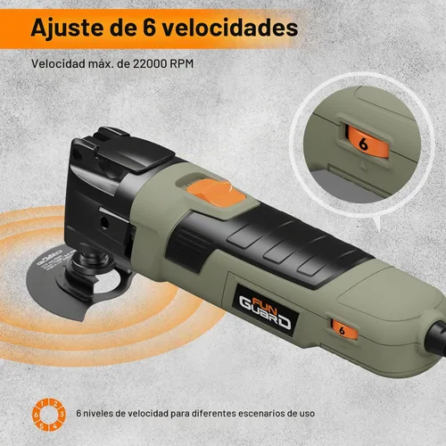 Vista 2 de Herramienta oscilante, 300 W, 6 velocidades, kit de accesorios de 30 piezas