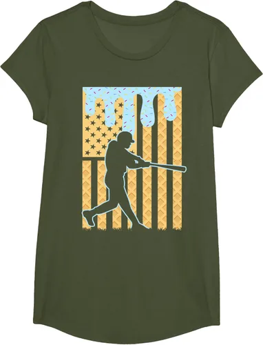 Vista 104 de Camiseta de béisbol Drip Boys Dripping Ice Cream Baseball American Flag, Negro -, Pequeña