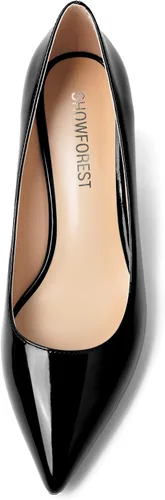 Vista 3 de SHOWFOREST Zapatos de tacón medio grueso para mujer, con puntera puntiaguda, de 2.5 pulgadas