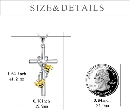Vista 4 de POPLYKE Regalos para el Día de la Madre para mamá, collar de cruz de joyería regalos para madre, hija, abuela, plata de ley 925, collar con colgante