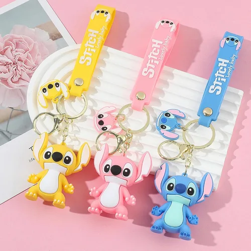 Vista 4 de UIHJASO Llaveros de dibujos animados para niñas y niños, llavero kawaii, mochila, llavero, accesorios, pulsera para automóvil, Azul