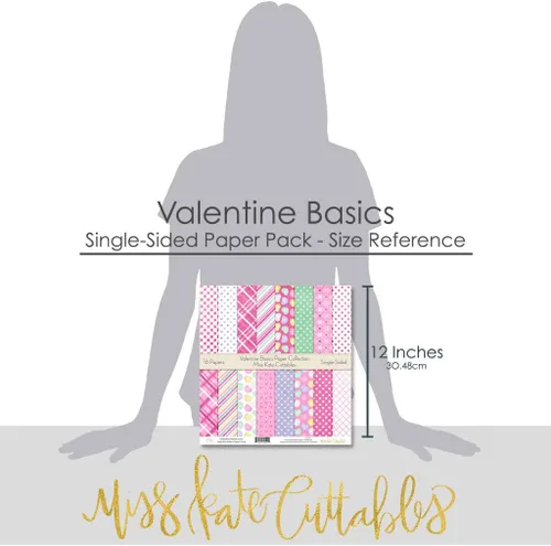 Vista 3 de Paquete de papel con patrón – Conceptos básicos del día de San Valentín – Papel especial de primera cara de 12 x 12 pulgadas, colección incluye 16