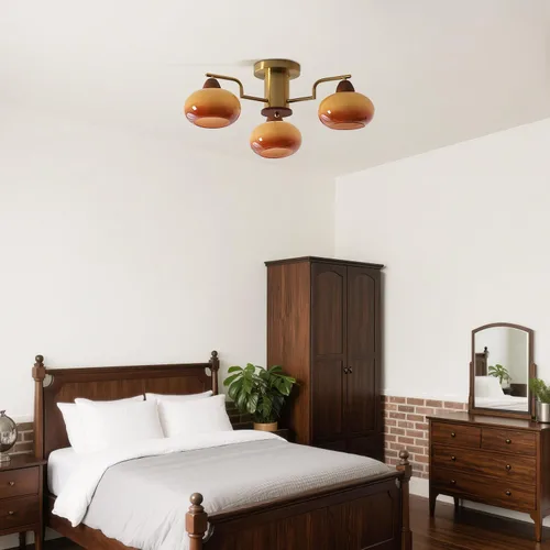 Vista 7 de KCO Lighting Lámpara de Techo Dorada de 3 Luces con Globo de Cristal Chandelier Sputnik Vintage Accesorio de Lámpara de Techo Sputnik Chandelier