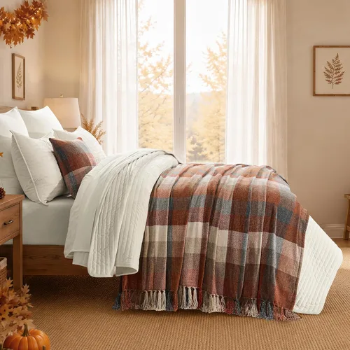 Vista 15 de EverGrace Chenille Knit Throw Blanket for Couch, 50"x60", Beige Acogedora manta de felpa con borlas, ligera, decorativa, decoración de granja, ideal