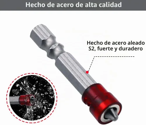 Vista 5 de Juego de 10 puntas de destornillador PH2 Phillips de 1.969 in, broca magnética de 1/4 pulgadas, vástago hexagonal para paneles de yeso