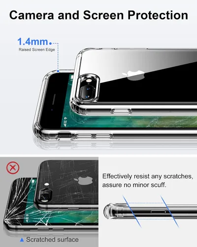 Vista 6 de HOOMIL Funda para iPhone 7 Plus/iPhone 8 Plus de 5.5 Pulgadas, sin amarillamiento, protección contra caídas, cubierta trasera dura transparente