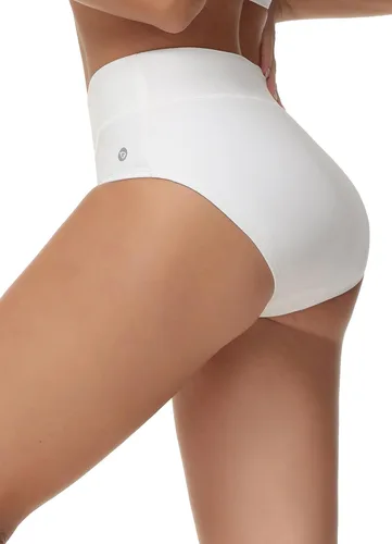 Vista 4 de BALEAF Parte inferior de bikini modesta de cintura alta para mujer, parte inferior de traje de baño de cobertura completa
