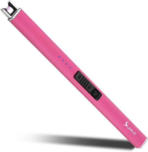 Vista 14 de SUPRUS Encendedor fluorescente que brilla en la oscuridad, encendedor eléctrico de velas, encendedor de arco USB recargable con bloqueo