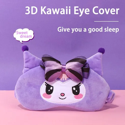 Vista 4 de Máscara de dormir Kawaii para niñas y mujeres, máscara de dormir de dibujos animados suave de felpa para niños, sombras de ojos para niños, regalos