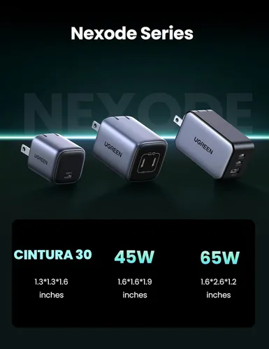 Vista 8 de UGREEN Cargador USB 45W C para iPhone 17, Bloque de Carga de Pared GaN PPS Plegable de 2 Puertos Nexode Soporta Carga Súper Rápida Samsung 2.0