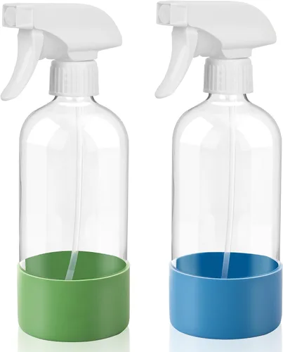 Vista 12 de UUJOLY Botella pulverizadora de plástico de 17 onzas, botellas de spray vacías, recipiente transparente recargable para agua, aceites esenciales