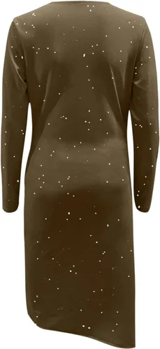 Vista 6 de Vestido ajustado para mujer, sexy, con abertura, con volantes, dobladillo recortado, floral, de manga larga, elegante, vestido de fiesta de club