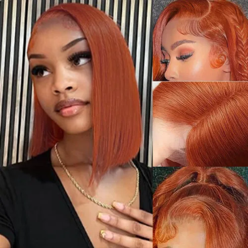 Vista 23 de UTIDE Peluca de cabello humano lacio de 5 x 5 pulgadas, peluca frontal de encaje frontal transparente HD de 150 %, peluca frontal corta y recta de 5