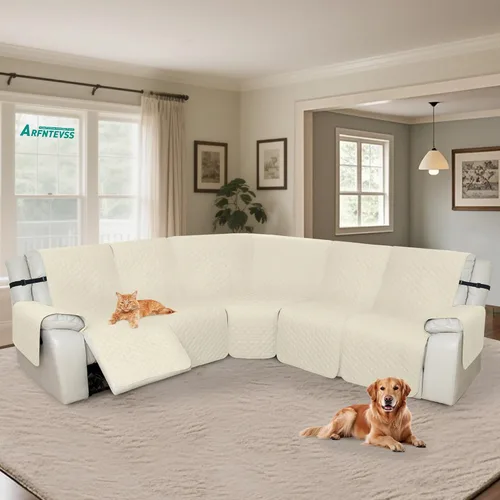 Vista 7 de Arfntevss Fundas de sofá reclinable seccional para sofá reclinable de esquina seccional para perro, lavables, en forma de L, juego de 7 piezas