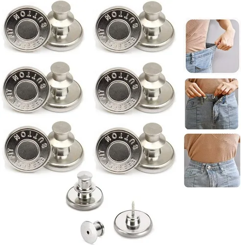 Vista 10 de 6 botones instantáneos de ajuste perfecto, ajuste instantáneo, botones de repuesto de jeans, botón extraíble para jeans sueltos, botones sin coser