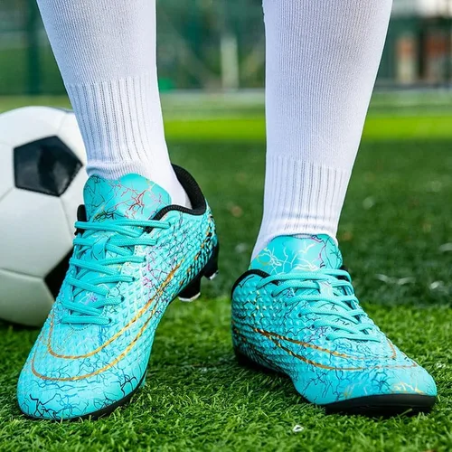 Vista 6 de DHOVOR Botines de fútbol para hombre y mujer, antideslizantes, para atletismo, botas de fútbol juveniles, unisex, ligeras, para exteriores