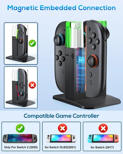 Vista 3 de FYOUNG Base de carga para controlador para Nintendo Switch 2 (2025) para Joy con 2, estación de carga para Joycon 2 accesorios de controlador