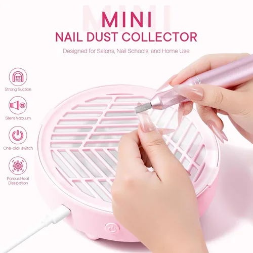 Vista 2 de Mini colector de polvo de uñas portátil con 10 filtros, potente ventilador profesional de uñas, colector de polvo, máquina de succión para uñas