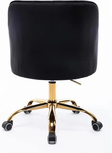 Vista 7 de HomSof Silla de escritorio de oficina en casa Silla moderna de terciopelo para computadora, altura ajustable, con respaldo medio