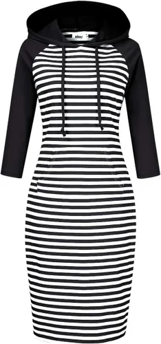 Vista 13 de MISSKY Vestido con capucha para mujer Negro&blanco