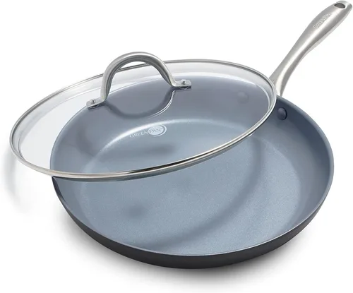 Vista 9 de GreenPan Lima - Sartén de 8" de cerámica antiadherente dura anodizada, sartenes y ollas libres de PFAS y no tóxicas, aptas para horno y asador