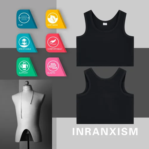 Vista 5 de INRANXISM FTM - Carpeta de pecho para mujeres transgénero y marimacho de algodón, camiseta sin mangas