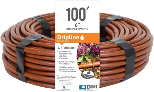 Vista 10 de DIG ML-112B ¼" 100' MICROLINE™ Dripline, 12" doble salida emisor espaciado, tubo resistente a los rayos UV para riego eficiente Ideal para camas