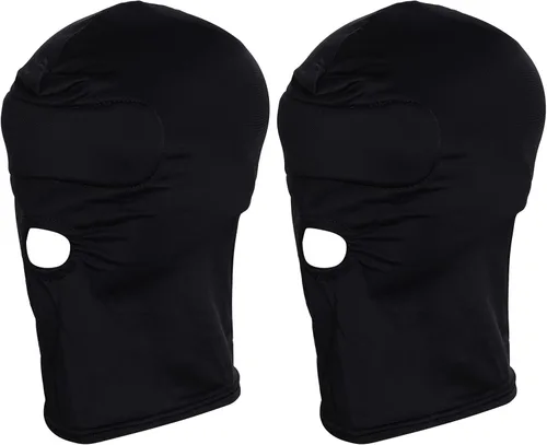 Vista 7 de 2 piezas Máscara de cara completa con ojos y boca abiertos, capucha de licra elástica y transpirable para Halloween, disfraz de cosplay unisex