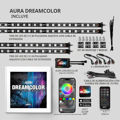 Vista 8 de OPT7 Aura DreamColor Carrito de golf Underglow, 12V luz de persecución