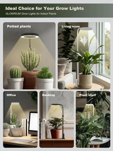 Vista 9 de GLOWRIUM Luces LED inteligentes de cultivo para plantas de interior, luz de escritorio para plantas con control de aplicación Bluetooth, lámpara