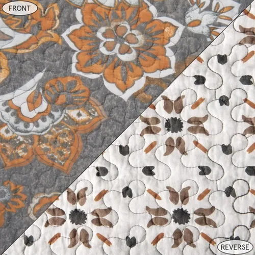 Vista 6 de Paseo Road Abbie - Juego de edredón de 2 piezas con funda de almohada, color gris, tamaño individual, juego de ropa de cama reversible ligero