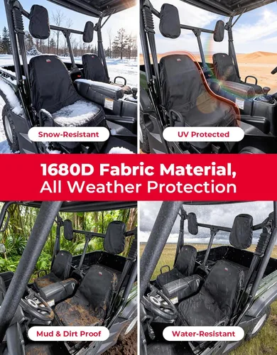Vista 2 de KEMIMOTO Funda para Asiento de UTV con Orificios de Drenaje - Oxford 1680D Resistente al Agua y de Alta Capacidad Compatible con Hisun/Axis 500 700