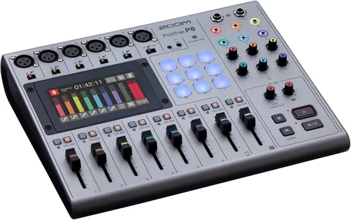 Vista 6 de Zoom PodTrak P8 - Paquete de grabadora de podcasting con paquete de accesorios de micrófono (paquete de 4), soporte de micrófono con brazo de brazo
