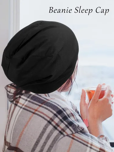Vista 6 de SATINIOR 4 piezas satén forrado dormir Cap Slouchy Beanie Slap Hat para mujer