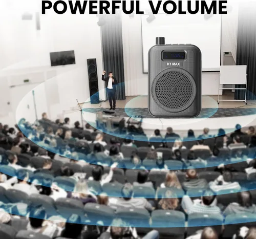 Vista 5 de Amplificador de voz Micrófono inalámbrico con Lavalier Bluetooth, micrófono portátil y altavoz para profesores, mini amplificador recargable, ideal