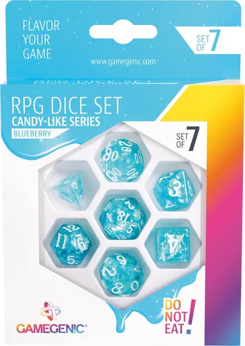 Vista 2 de Candy-Like Series RPG Juego de dados Juego de 7 dados en una variedad de tamaños diseñados para juegos de rol, dados de resina de alta calidad
